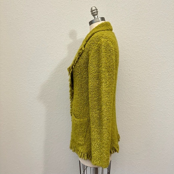 TENSIONE IN by ALTA TENSIONE SRL Fuzzy Knit Blazer Shawl-Lapel in Green - Picture 6 of 13